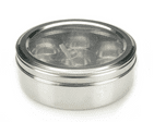 22cm Large Indian Spice Box (Clear Lid S/S Masala Dabba Tin) | Buy Online at The Asian Cookshop.