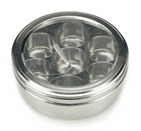 20cm Large Indian Spice Box (Clear Lid S/S Masala Dabba Tin) | Buy Online at The Asian Cookshop.