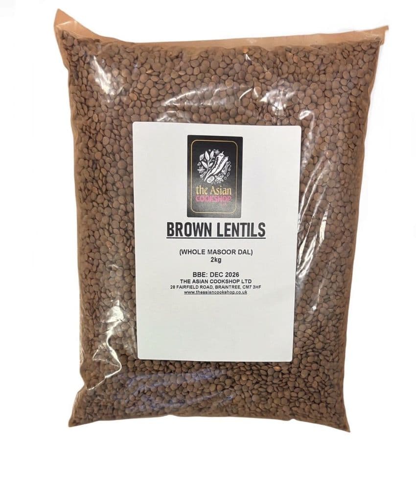 2KG Brown Lentils (Whole Masoor Dal) | Buy Online at the Asian Cookshop
