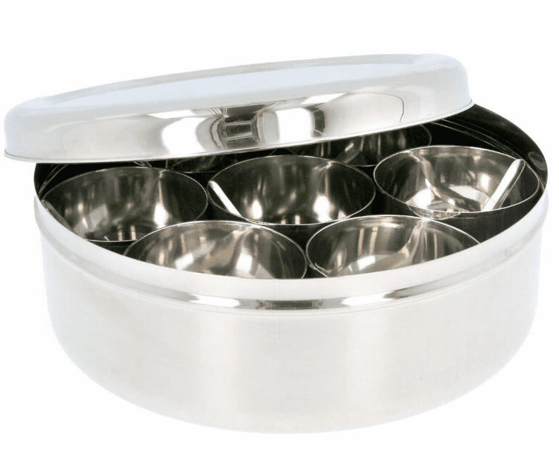 31cm Extra Large S/S Solid Lid Masala Dabba Spice Tin (Size 16) | Buy Online at the Asian Cookshop