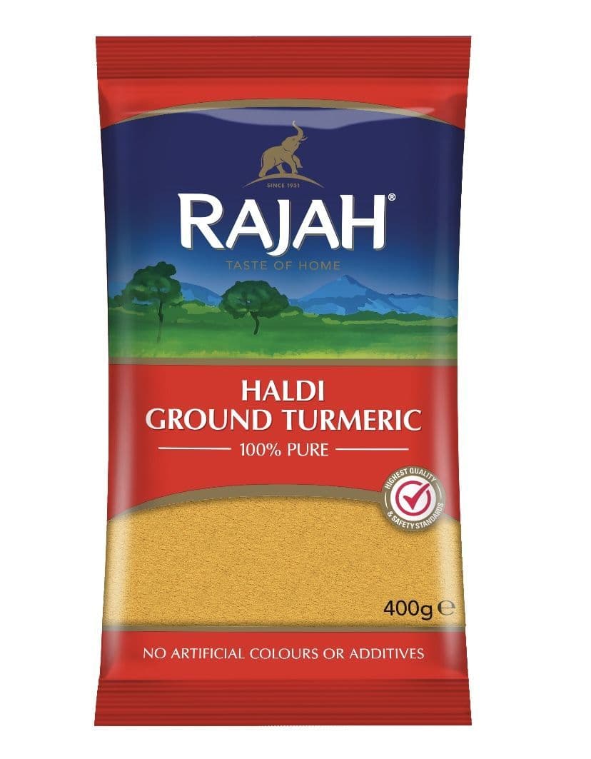 Rajah Haldi Powder (Ground Turmeric) (Resealable Pouch) 400g | Buy Online at The Asian Cookshop.