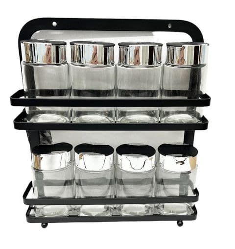Black Iron Spice Rack (Complete with 8 Jars)