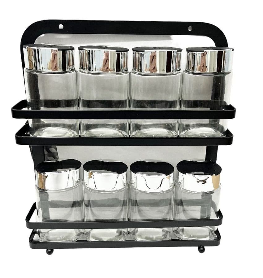 Black Iron Spice Rack (Complete with 8 Jars) | Buy Online at The Asian Cookshop.