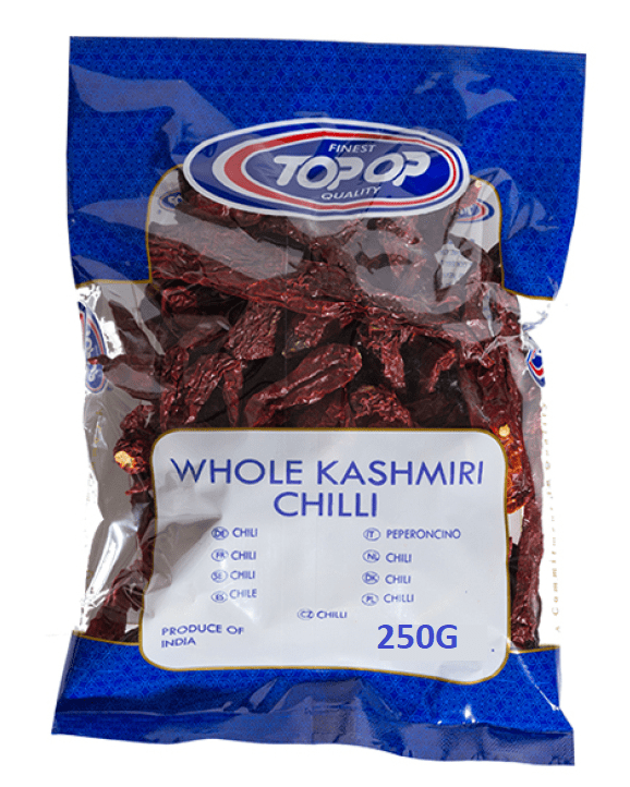 Whole Kashmiri Chillies (Dried Kashmiri Peppers) 250g | Buy Online at the Asian Cookshop
