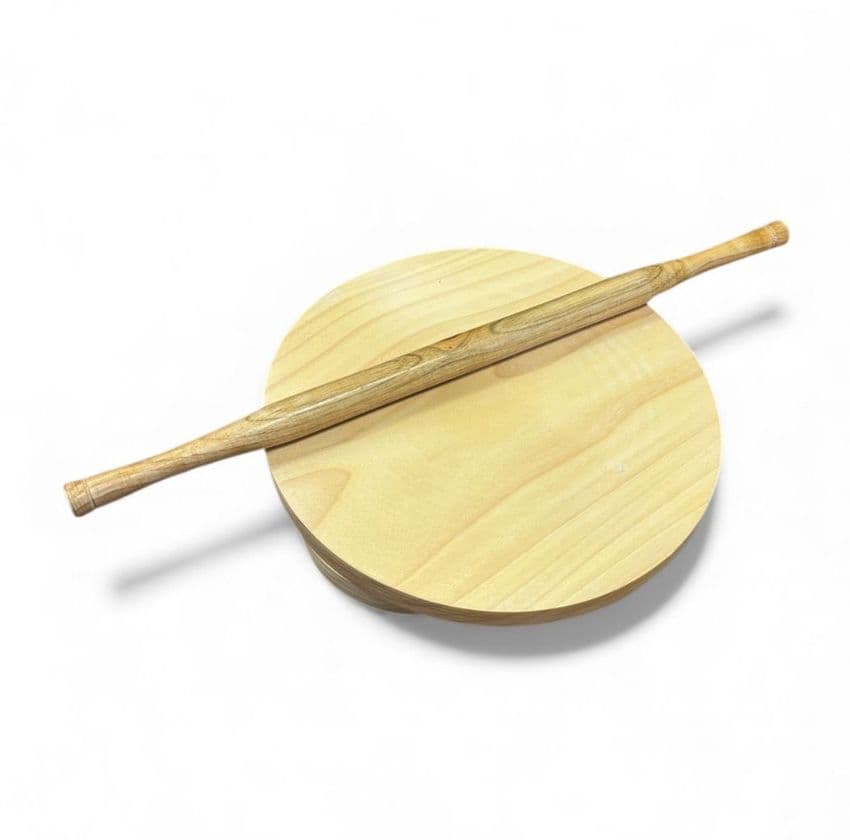 Chapati Making Set (Chakla Board & Indian Rolling Pin) | Buy Online at The Asian Cookshop.
