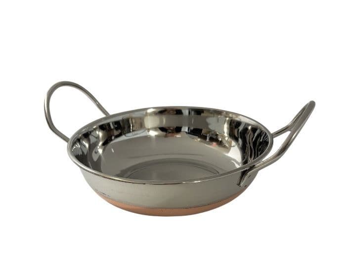 Copper Base Stainless Steel Balti Dish 17cm | Buy Online at The Asian Cookshop.