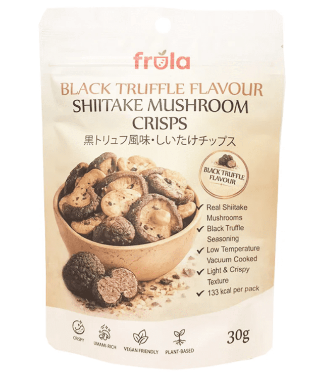 Frula Shiitake Mushroom Crisps (Black Truffle Flavour) | Buy Online at The Asian Cookshop.
