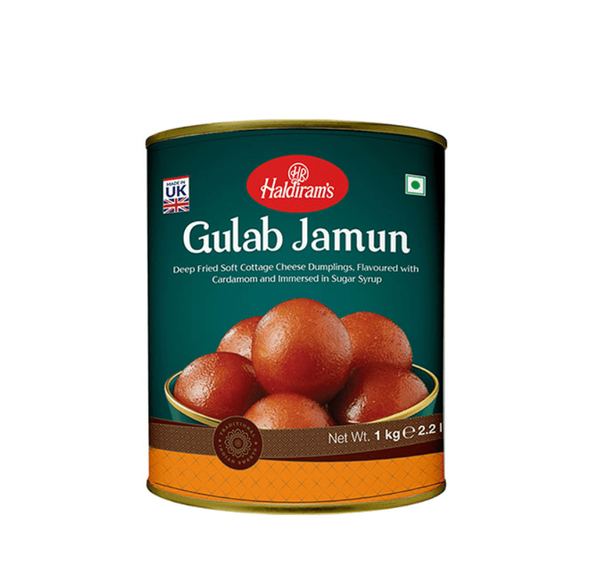 Gulab Jamun (Tinned) 1kg by Haldirams | Buy Online at The Asian Cookshop