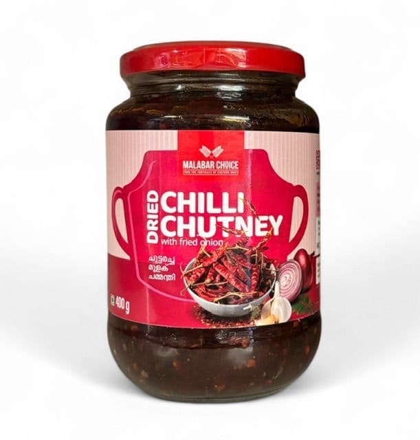 Malabar Choice Dried Chilli Chutney (with Fried Onion) | Buy Online at The Asian Cookshop.
