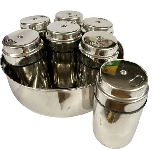 Masala Dabba Set (with 7 Individually Lidded Spice Pots) | Buy Online ...