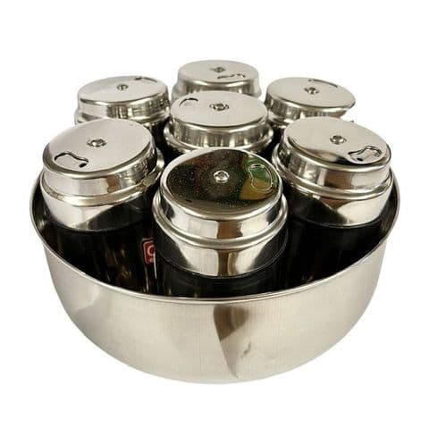 Masala Dabba Set (with 7 Individually Lidded Spice Pots)