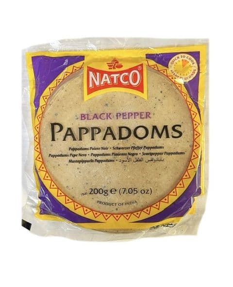 Natco Black Pepper Poppadoms (Madras Restaurant Style Pappadoms)