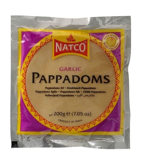 Natco Garlic Poppadoms (Madras Restaurant Style Pappadoms)