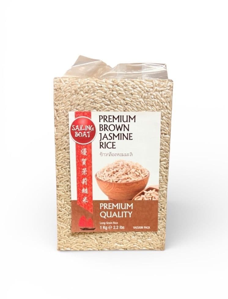 Premium Brown Jasmine Rice 1KG by Sailing Boat | Buy Online at The Asian Cookshop.
