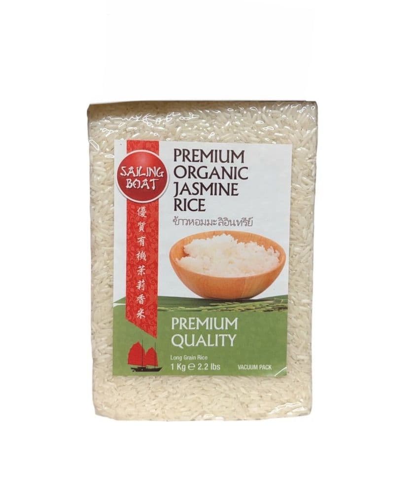 Premium Organic Jasmine Rice 1KG by Sailing Boat | Buy Online at The Asian Cookshop.
