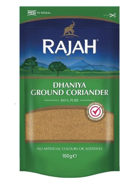 Rajah Ground Coriander Powder (Dhania/Dhaniya) 100g (Resealable Pouch)