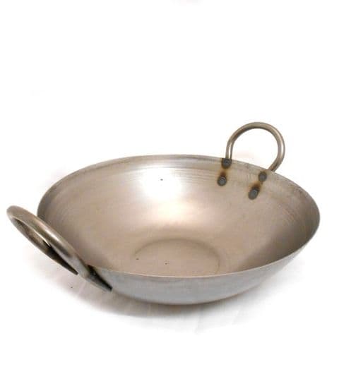 Small Karahi Balti Pan (Flat Based Small Steel Indian Karhai/Kadai)
