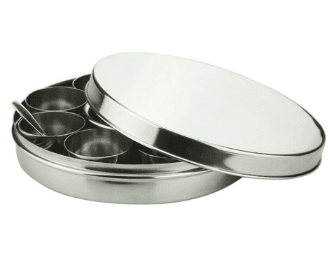 Solid Lid 9 Pot Masala Dabba Spice Tin (Size 13)