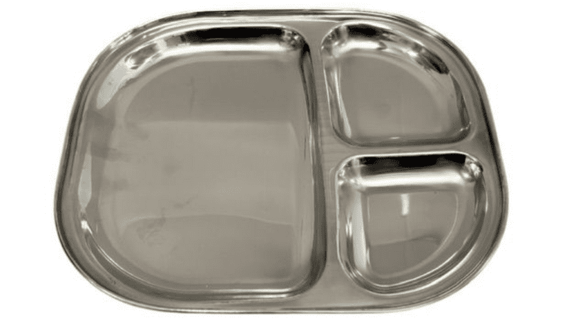 Large Stainless Steel Thali (Pau) Tray (3 Compartment) | Buy Online at the Asian Cookshop