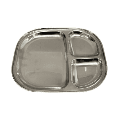 Stainless Steel Thali (Pau) Tray (3 Compartment) | Buy Online at the Asian Cookshop