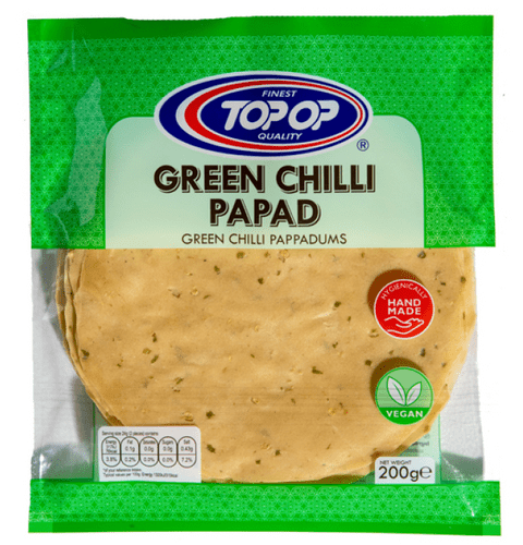 Topop Green Chilli Pappadums (Papads)