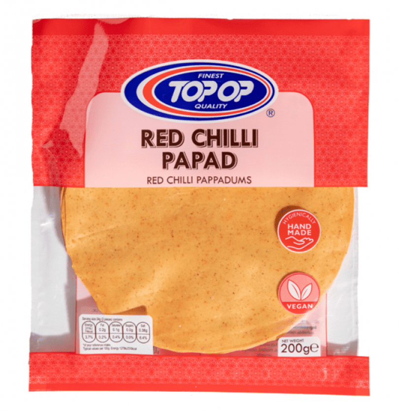 Topop Red Chilli Papads (Poppadoms) | Buy Online at The Asian Cook Shop