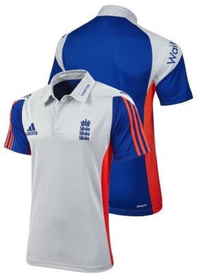 Adidas ECB England Cricket Polo Shirt, Grey 2016