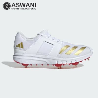 Adidas Howzat Spike 20 Cricket Shoes, White/Gold