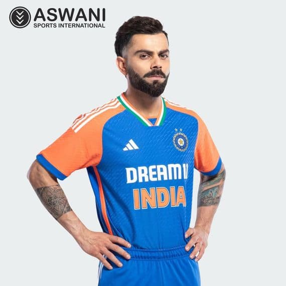 adidas India Cricket Match Jersey, Mens T20 Player Edition Cricket Shirt 2025, 2 Stars