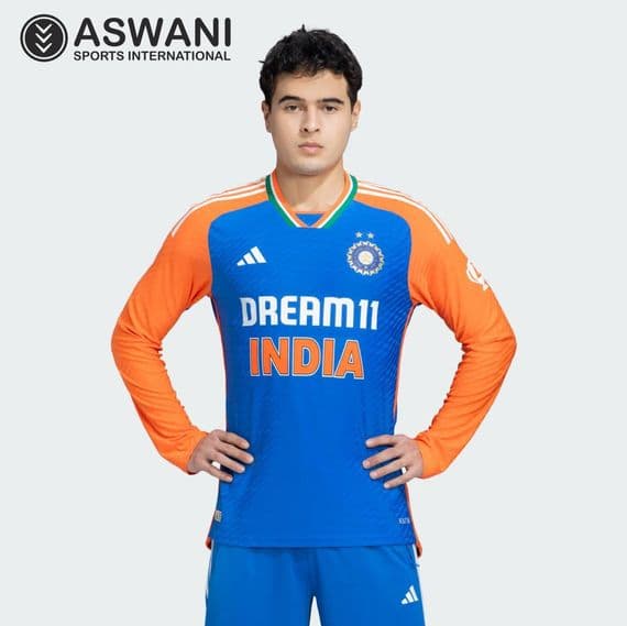 adidas India Cricket Match Jersey, Mens T20 Player Edition Cricket Shirt Long Sleeve 2025