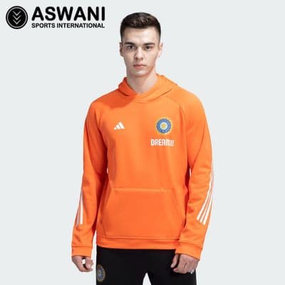 adidas India Cricket Training Hoodie, Player Edition 2023-2024, Orange
