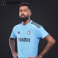 adidas India Cricket Training Jersey, Player Edition Shirt 2023-2024, Light Blue