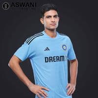adidas India Cricket Training Jersey, Player Edition Shirt 2023-2024, Light Blue