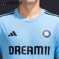 adidas India Cricket Training Jersey, Player Edition Shirt 2023-2024, Light Blue