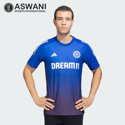 adidas India Cricket Training Jersey, Player Edition Shirt 2025, Semi Lucid Blue