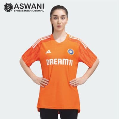 adidas India Cricket Training Jersey, Womens Player Edition 2023-2024, Orange