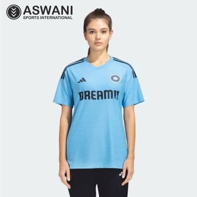 adidas India Cricket Training Jersey, Womens Player Edition Shirt 2023-2024, Light Blue