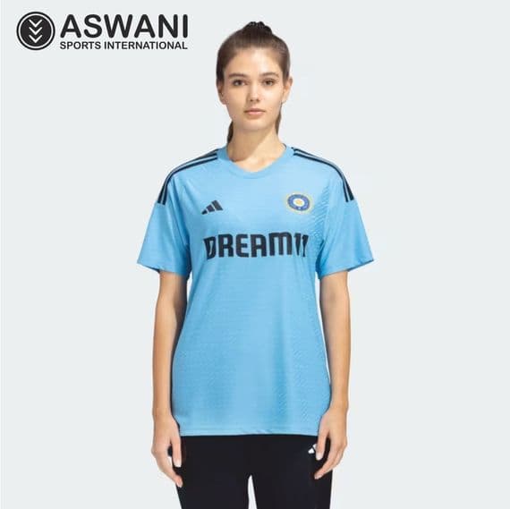 adidas India Cricket Training Jersey, Womens Player Edition Shirt 2023-2024, Light Blue