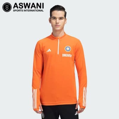 adidas India Cricket Training Track Top, Player Edition 2023-2024, Orange