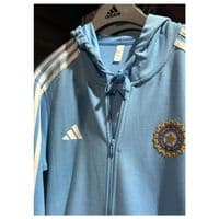 adidas India Cricket Travel Hoodie, Mens Full Zip Player Edition 2024, Blue