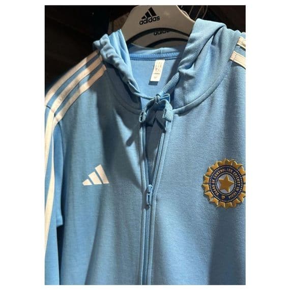 adidas India Cricket Travel Hoodie Mens Full Zip Player Edition