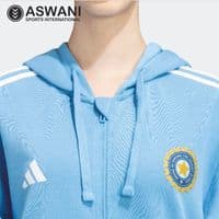 adidas India Cricket Travel Hoodie, Womens Full Zip Player Edition 2024, Blue