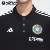 adidas India Cricket Travel Polo, Player Edition Shirt 2023-2024, Black