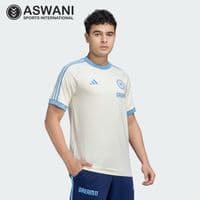 adidas India Cricket Travel Tee, Player Edition Shirt 2025, Cream White/Light Blue