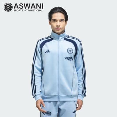 adidas India Cricket Travel Upper/Full Zip Jacket, Mens Player Edition 2026, Glow Blue