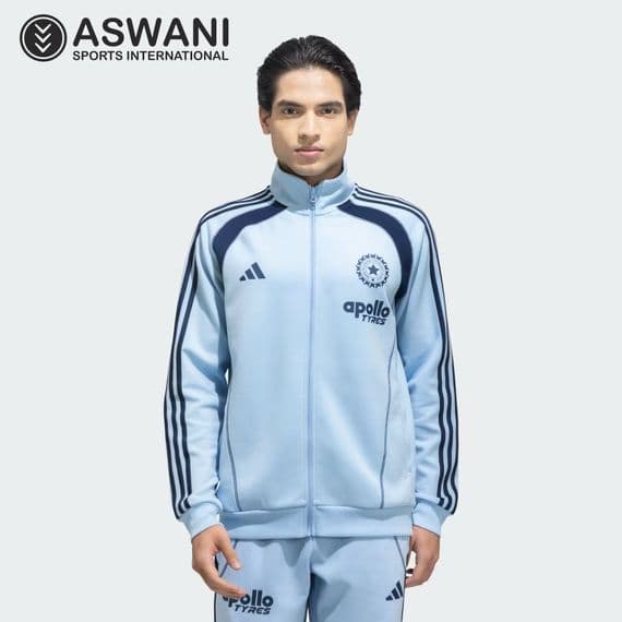 adidas India Cricket Travel Upper/Full Zip Jacket, Mens Player Edition 2026, Glow Blue
