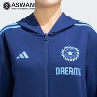 adidas India Cricket Travel Upper/Hooded Jacket, Womens Player Edition 2025, Blue