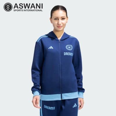 adidas India Cricket Travel Upper/Hooded Jacket, Womens Player Edition 2025, Blue