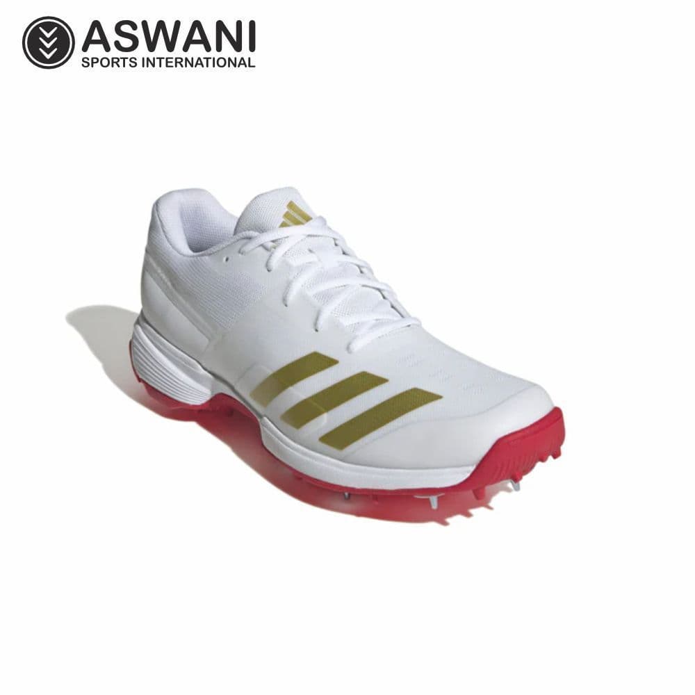 Adidas SL22 22Yds Full Spike Cricket Shoes White/Gold