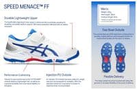 Asics Gel Speed Menace FF Cricket Shoes, White/Tuna Blue